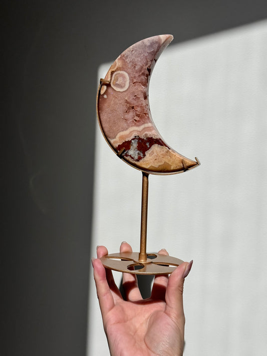 Pink Amethyst Moon on Stand