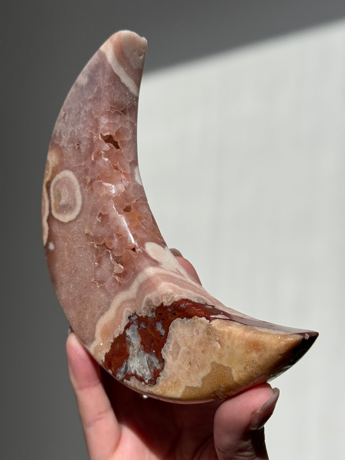 Pink Amethyst Moon on Stand