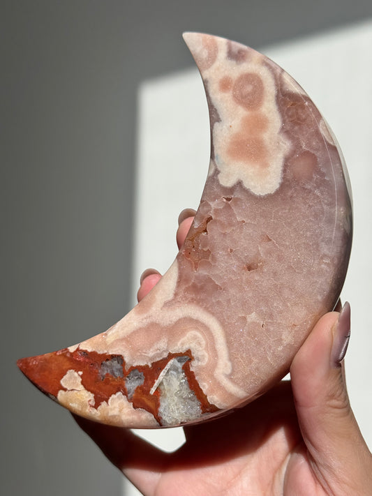 Pink Amethyst Moon on Stand