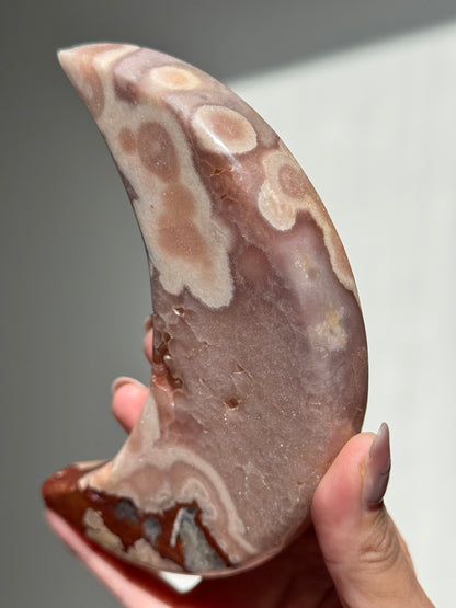 Pink Amethyst Moon on Stand