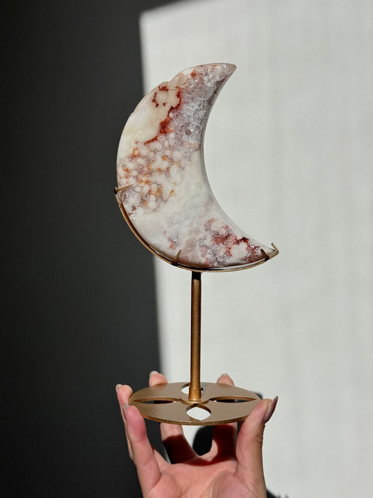 Pink Amethyst Moon on Stand