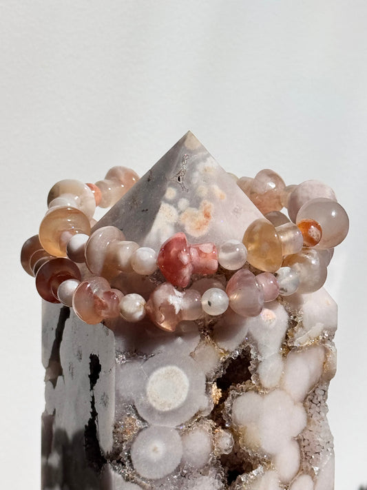 Flower Agate Mushroom Bracelets