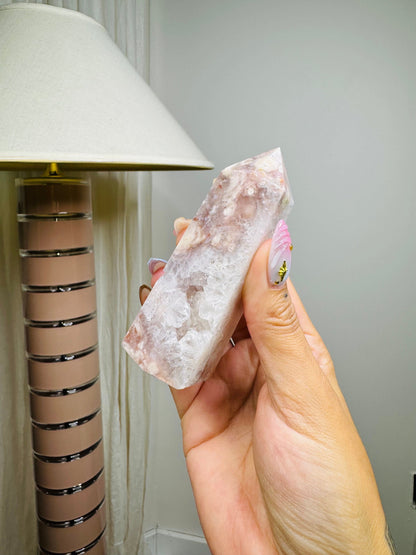 Pink Flower Agate Tower