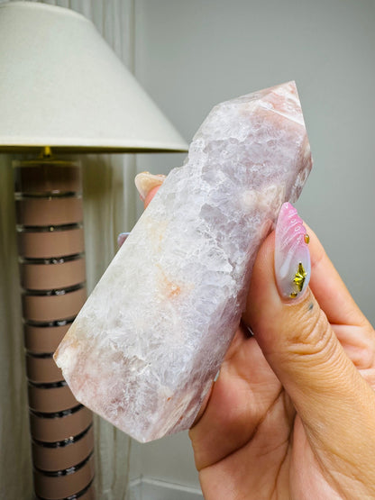 Pink Flower Agate Tower