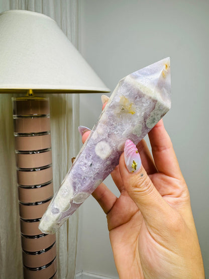 Pink Flower Agate Wand