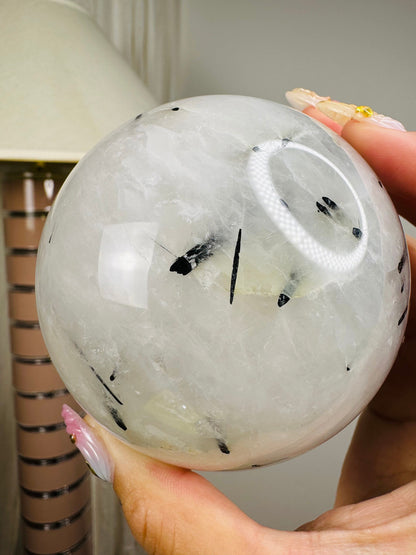 Black Tourmaline Rutilated Sphere