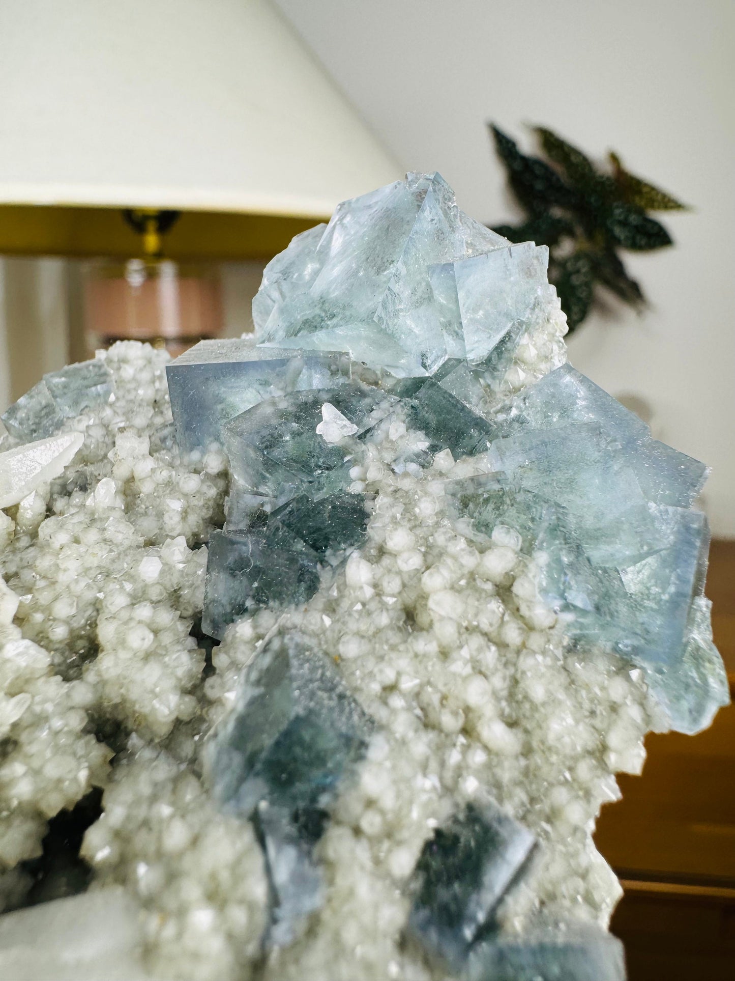 Blue Cubic Fluorite and Dogtooth Calcite Specimen