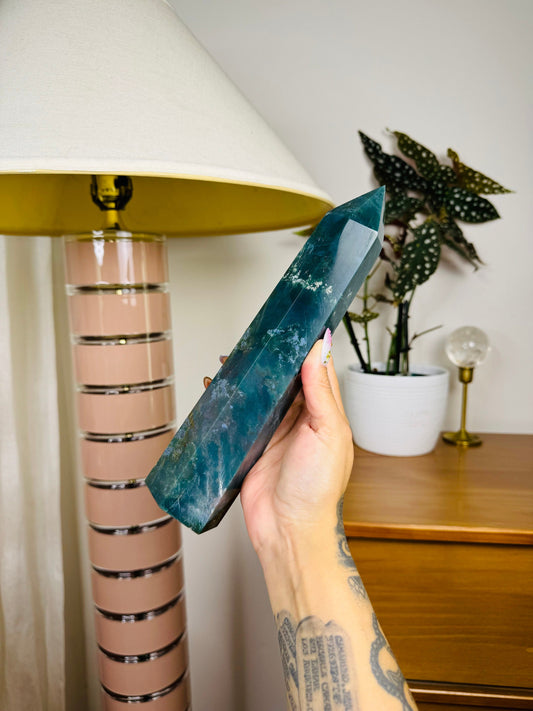 Green Moss Agate Tower