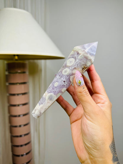 Pink Flower Agate Wand