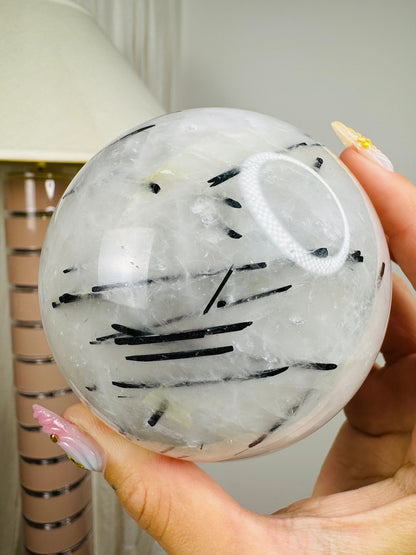 Black Tourmaline Rutilated Sphere