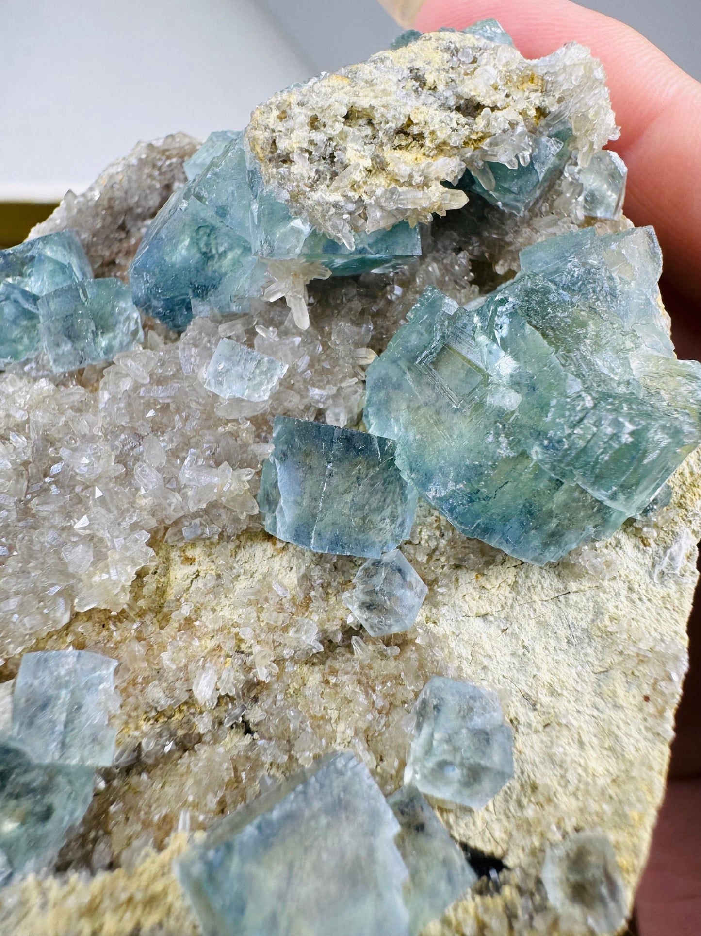 Green Fluorite and Quartz Specimen