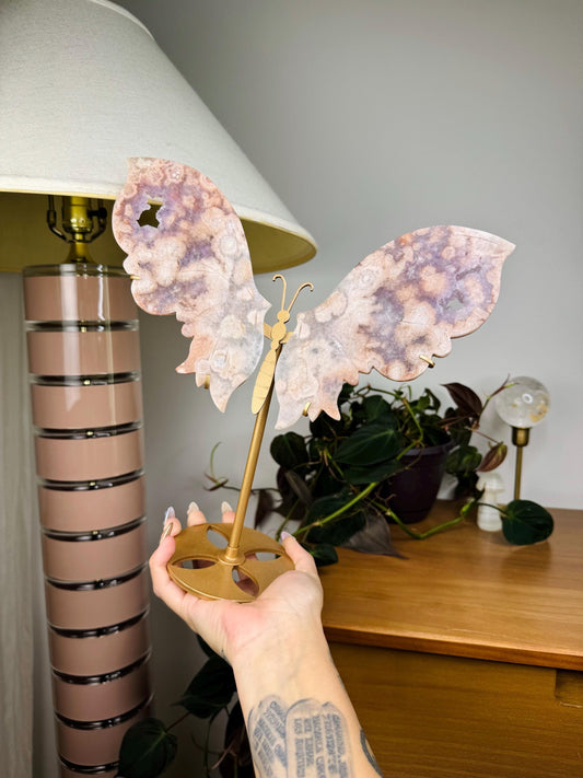 Pink Amethyst Flower Agate Butterfly