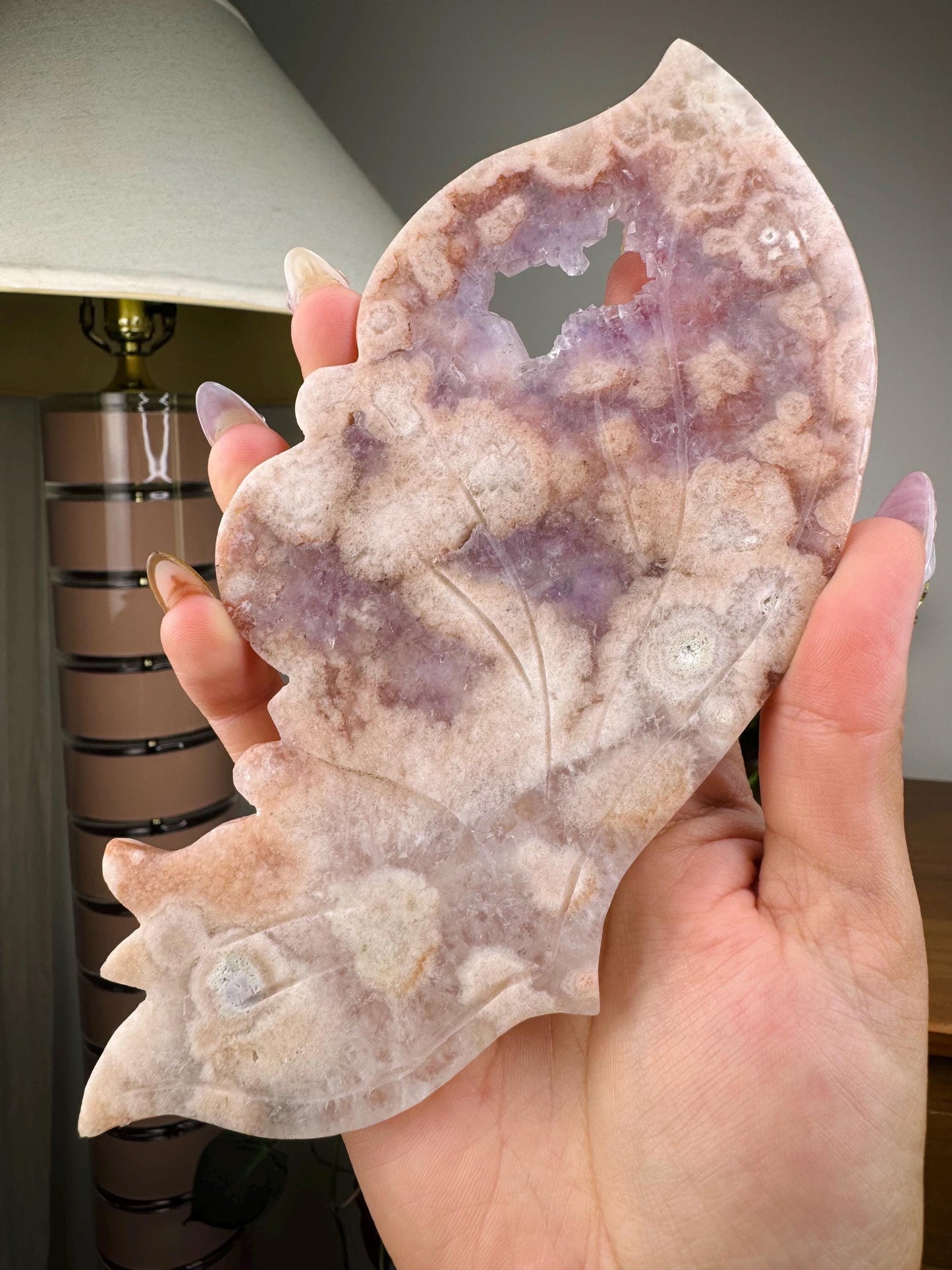 Pink Amethyst Flower Agate Butterfly