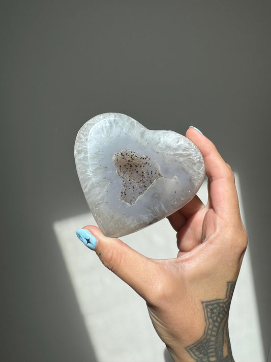 Druzy Agate Heart on Stand