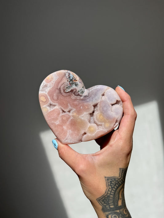 Pink Amethyst Heart on Stand
