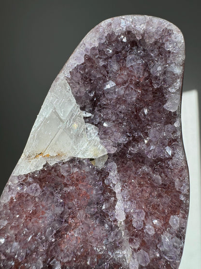 Red/Purple Rainbow Amethyst with Calcite Cutbase