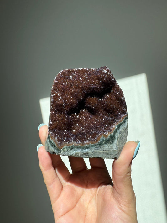 Deep Red Rainbow Amethyst Cutbase