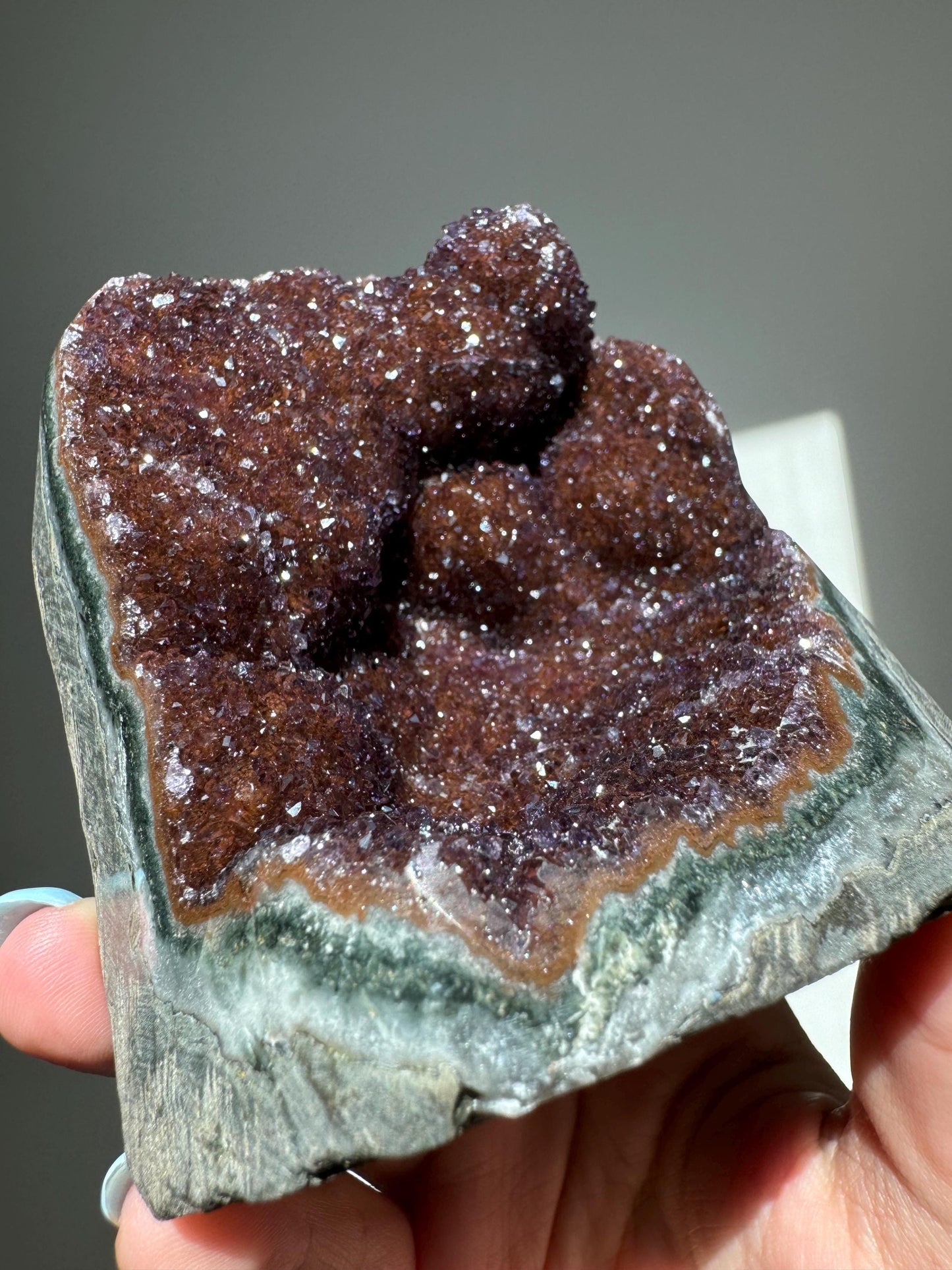 Deep Red Rainbow Amethyst Cutbase