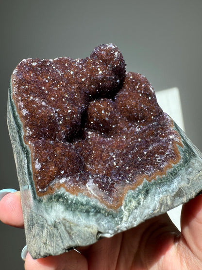 Deep Red Rainbow Amethyst Cutbase