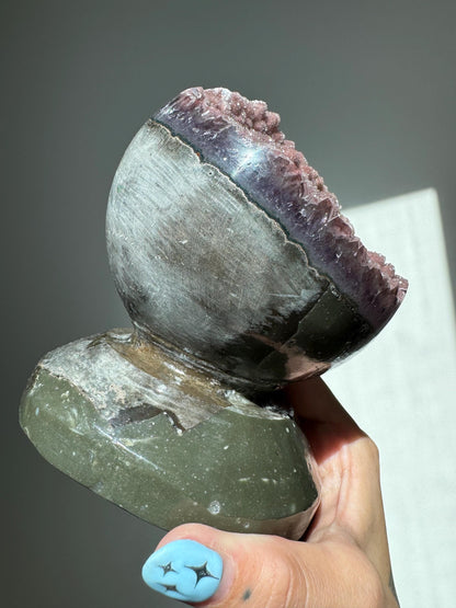 Sugar Rainbow Amethyst Sphere on Base