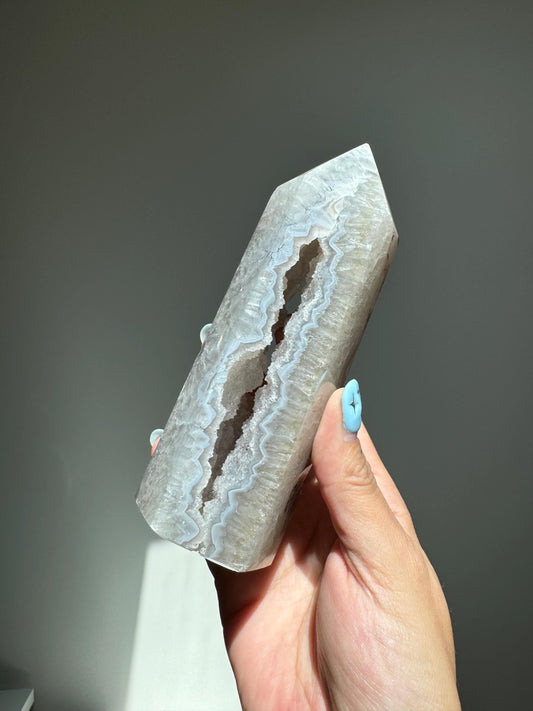 Druzy Agate Tower with Banding
