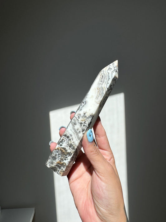Banded Dendritic Orange Calcite Tower
