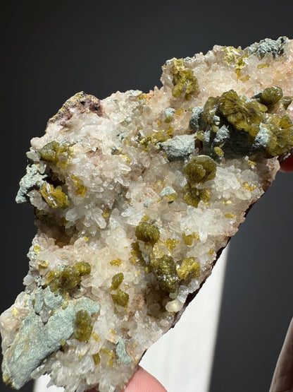 Epidote on Quartz Specimen