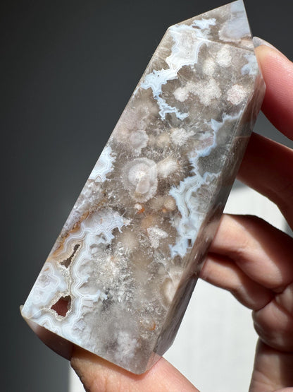 Green Flower Agate Tower