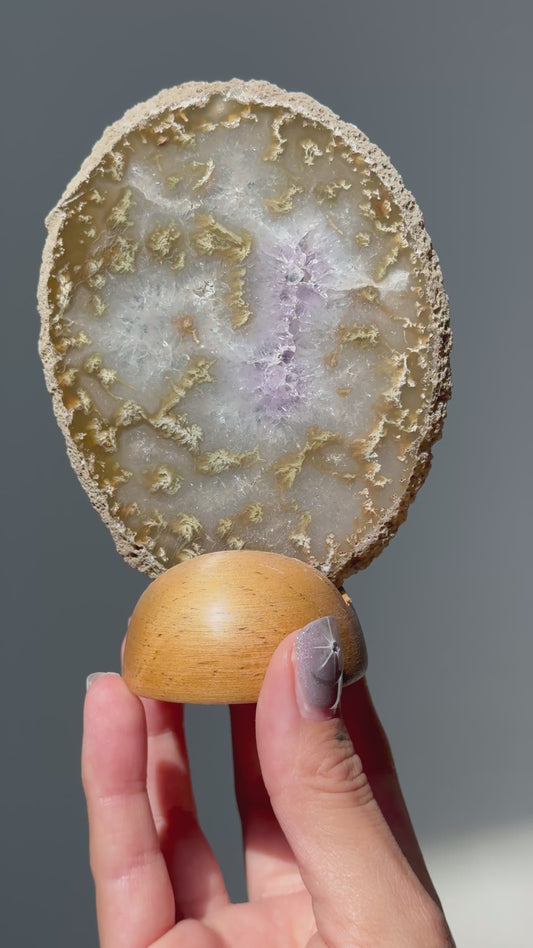 Agate with Amethyst Slab on Stand