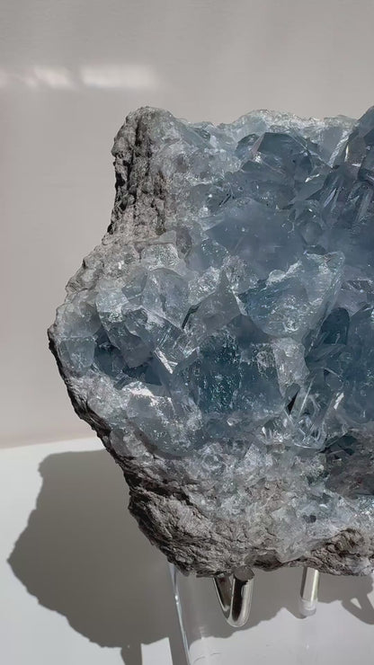Celestite Cluster on Stand