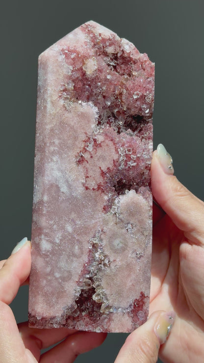 Red Amethyst Druzy Tower (Hematite Amethyst) – Exceptional Clarity