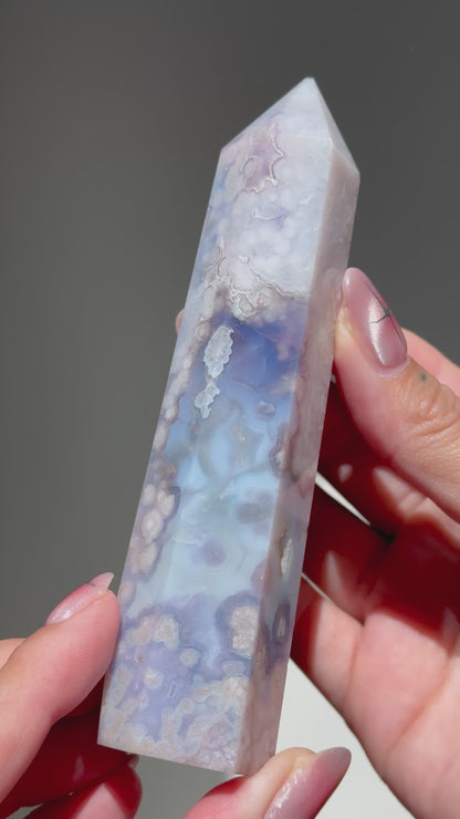 Blue Flower Agate Tower
