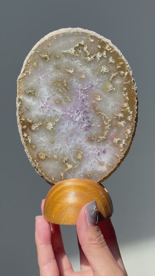 Agate with Amethyst Slab on Stand