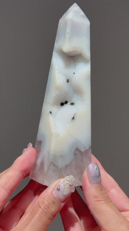 Sugar Druzy Agate Obelisk