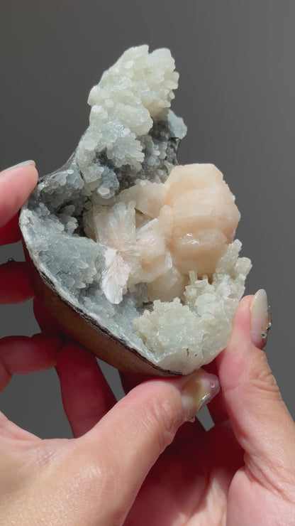 Stilbite & Apophyllite Specimen on Chalcedony Matrix