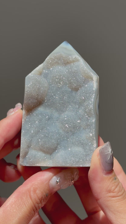 Druzy Agate Banded Tower